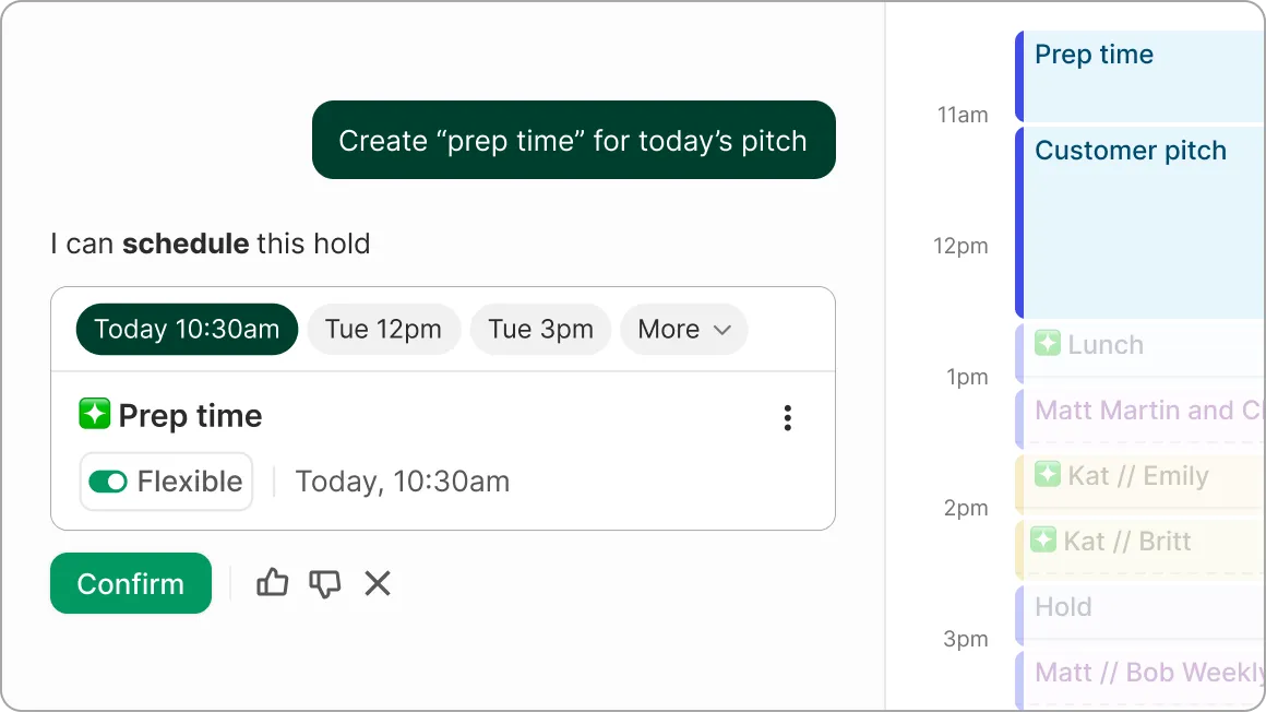Prep time hold created around a busy calendar