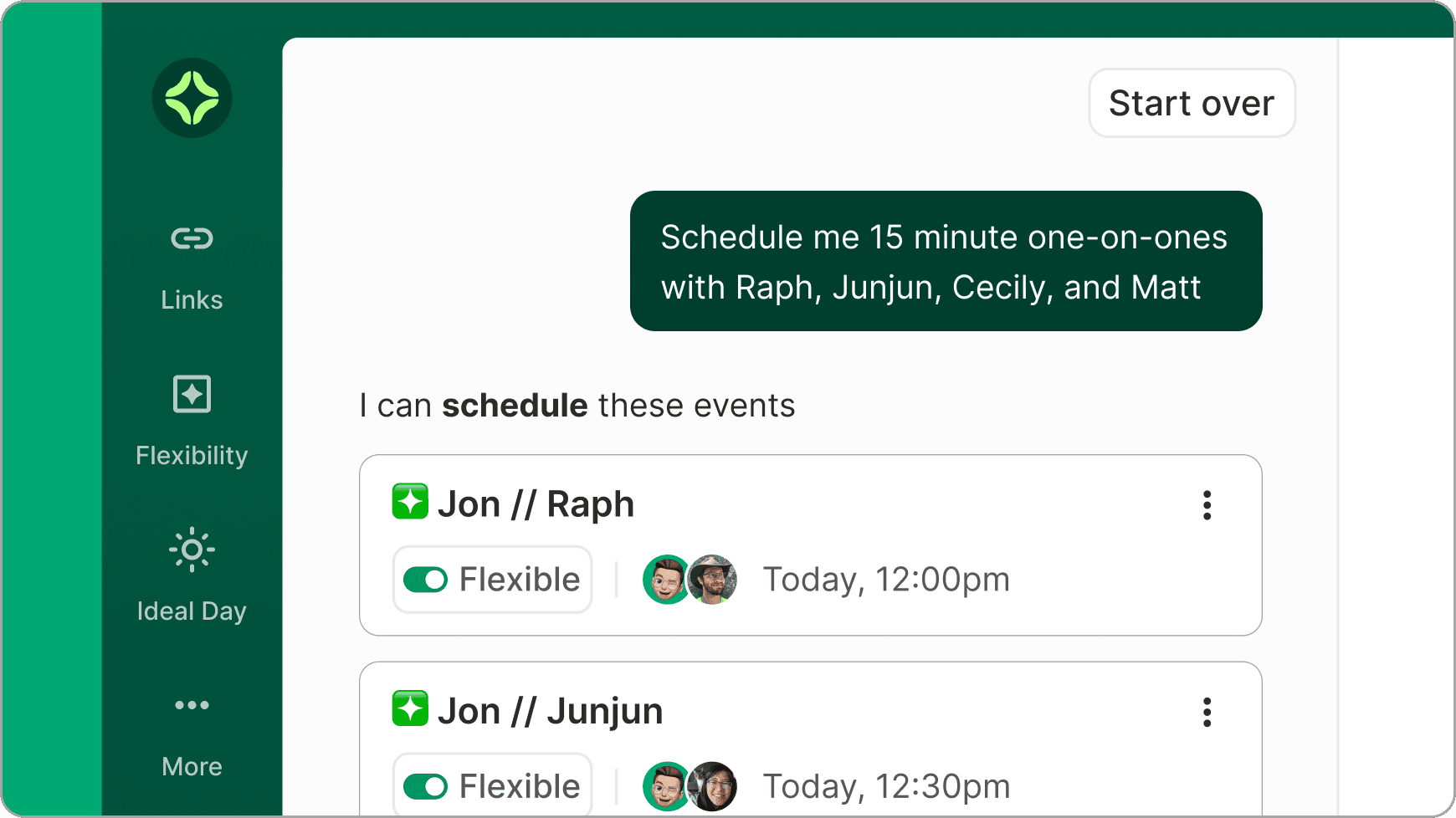 Multiple one-on-one meetings scheduled through ClockCycle