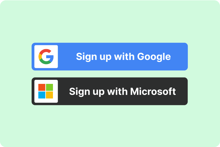 Calendar connection buttons for Google and Microsoft