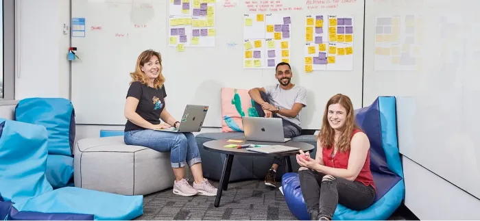 Atlassian team in a lounge